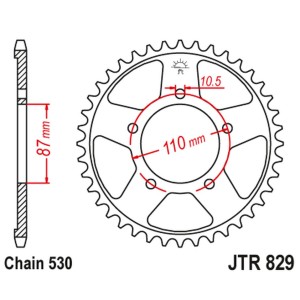 JT ZĘBATKA TYLNA 824 45 SUZUKI GSX 600F '92-97, GSX 750F '99-06, GSXR 750 '88-90 - czarna zębatka łańcucha 530