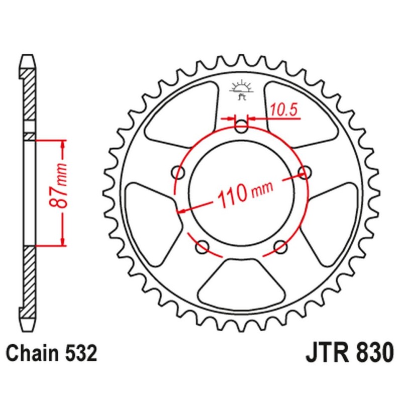 JT ZĘBATKA TYLNA 821 46 SUZUKI GSX-R 1100 '86-88 - Sklep Motocyklowy