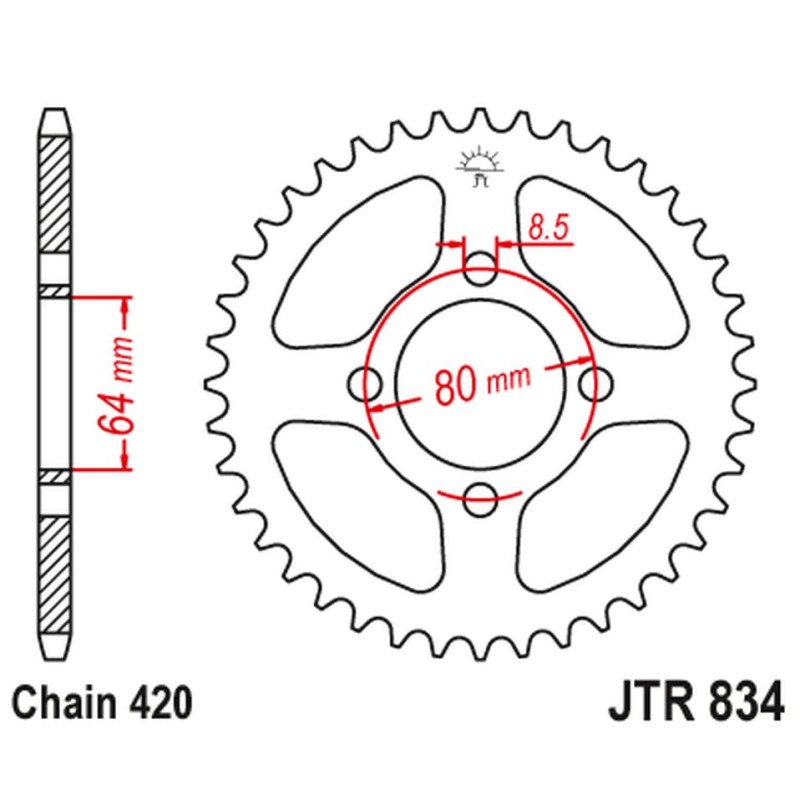 jt zębatka tylna 834 30 yamaha lb 80 chappy (83430jt) (łańc. 420) na zamówienie