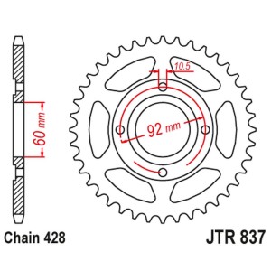 JT ZĘBATKA TYLNA 838 39 YAMAHA RD 125 '75-81, RD 200 '78-81 (83839JT) - ŁAŃC. 428