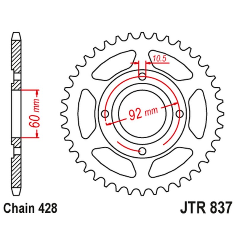 JT ZĘBATKA TYLNA 838 39 YAMAHA RD 125 '75-81, RD 200 '78-81 (83839JT) - ŁAŃC. 428