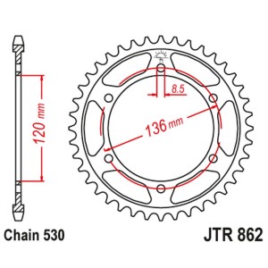 Zębatka tylna 864 46 Yamaha FZ 600 '86-88 XJ 600 '86-88 YX 600 Radian '88-90 (86246JT)