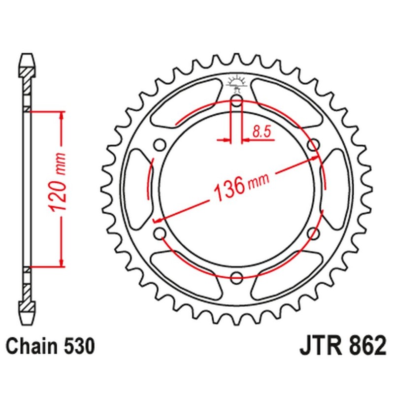 Zębatka tylna 864 46 Yamaha FZ 600 '86-88 XJ 600 '86-88 YX 600 Radian '88-90 (86246JT)