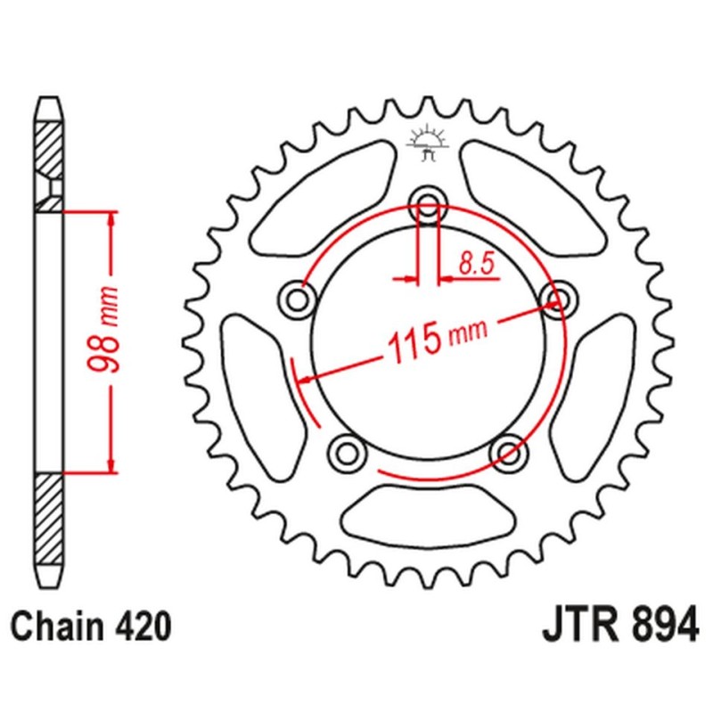 Zębatka tylna 4552 48 KTM SX 60/65 '98-'21 (455248JT) - czarna