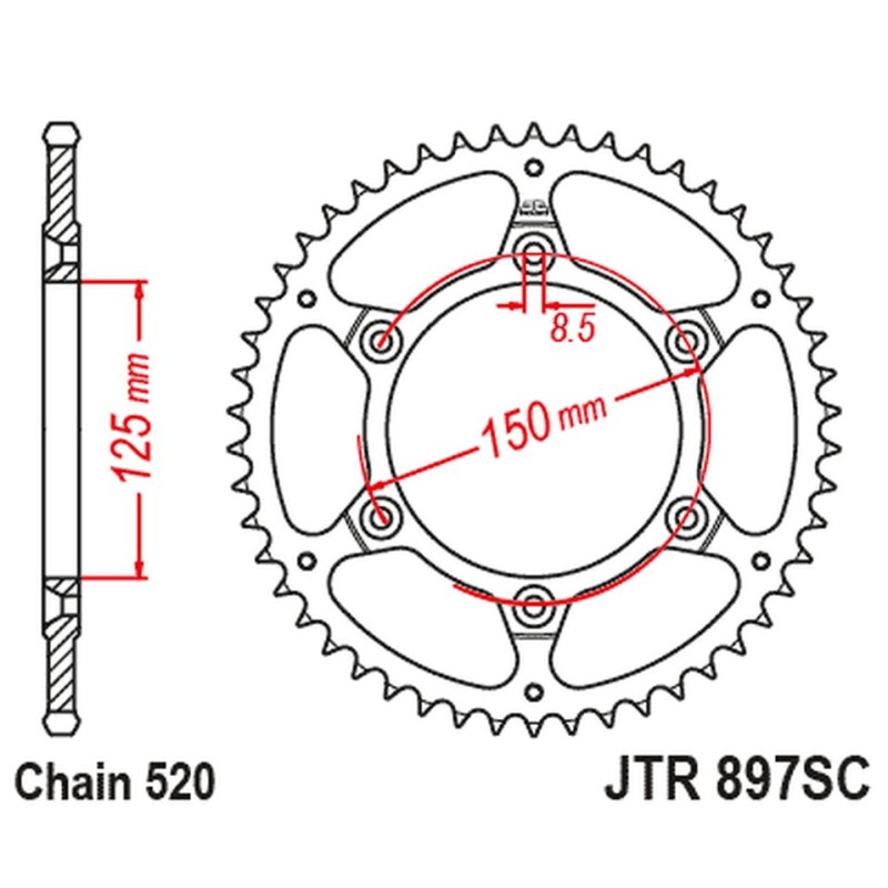 Zębatka tylna 899 50 KTM SX/EXC Ultralight samooczyszczająca (89950JTSC) (Łańc. 520)