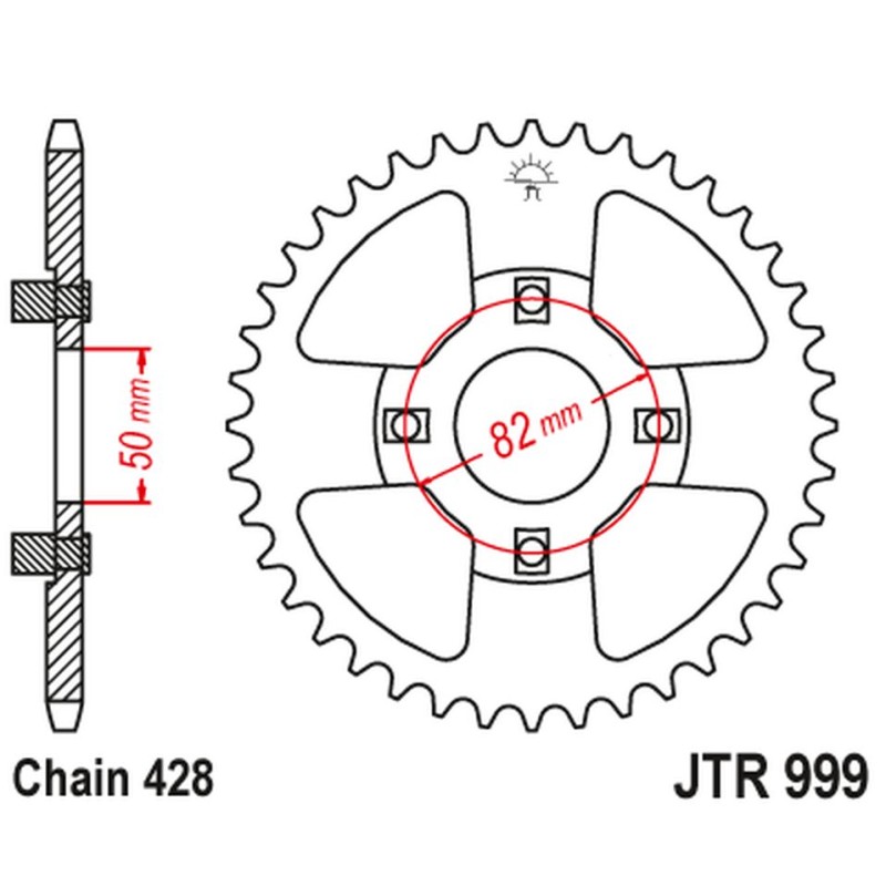 JT ZĘBATKA TYLNA 4351 50 HONDA XR 100 '81-84 - Łańcuch 428 - Zamówienie