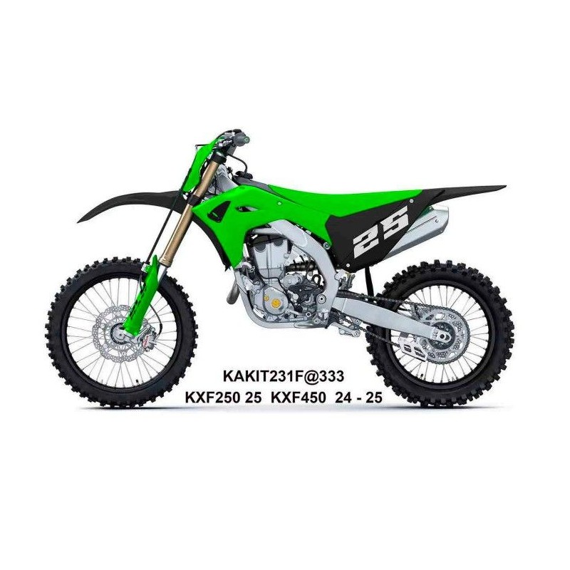 UFO 2025/11 KOMPLET PLASTIKÓW Z OSŁONAMI TELESKOPÓW KAWASAKI KXF 250 / 450 '24-'26 ZIELONY