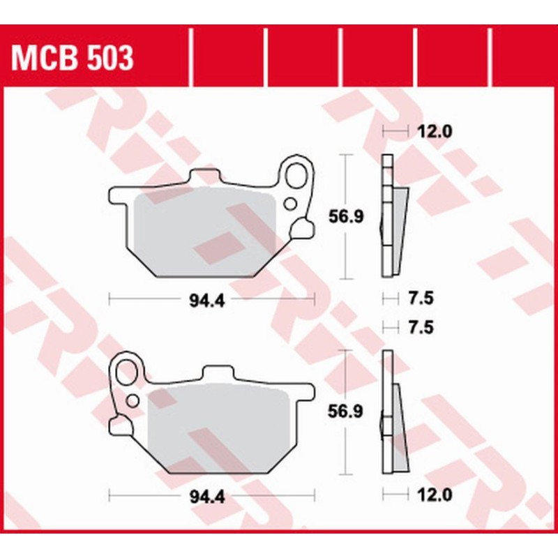 TRW ZF Klocki hamulcowe KH041 Organic Yamaha RD 250/RD 400S '78-'79 (Przód/Tył) XS 400/750 '80-'83, XS 850 '82 Przód